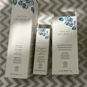 Mary Kay Naturally Skincare Collection with Blue Leaf Design